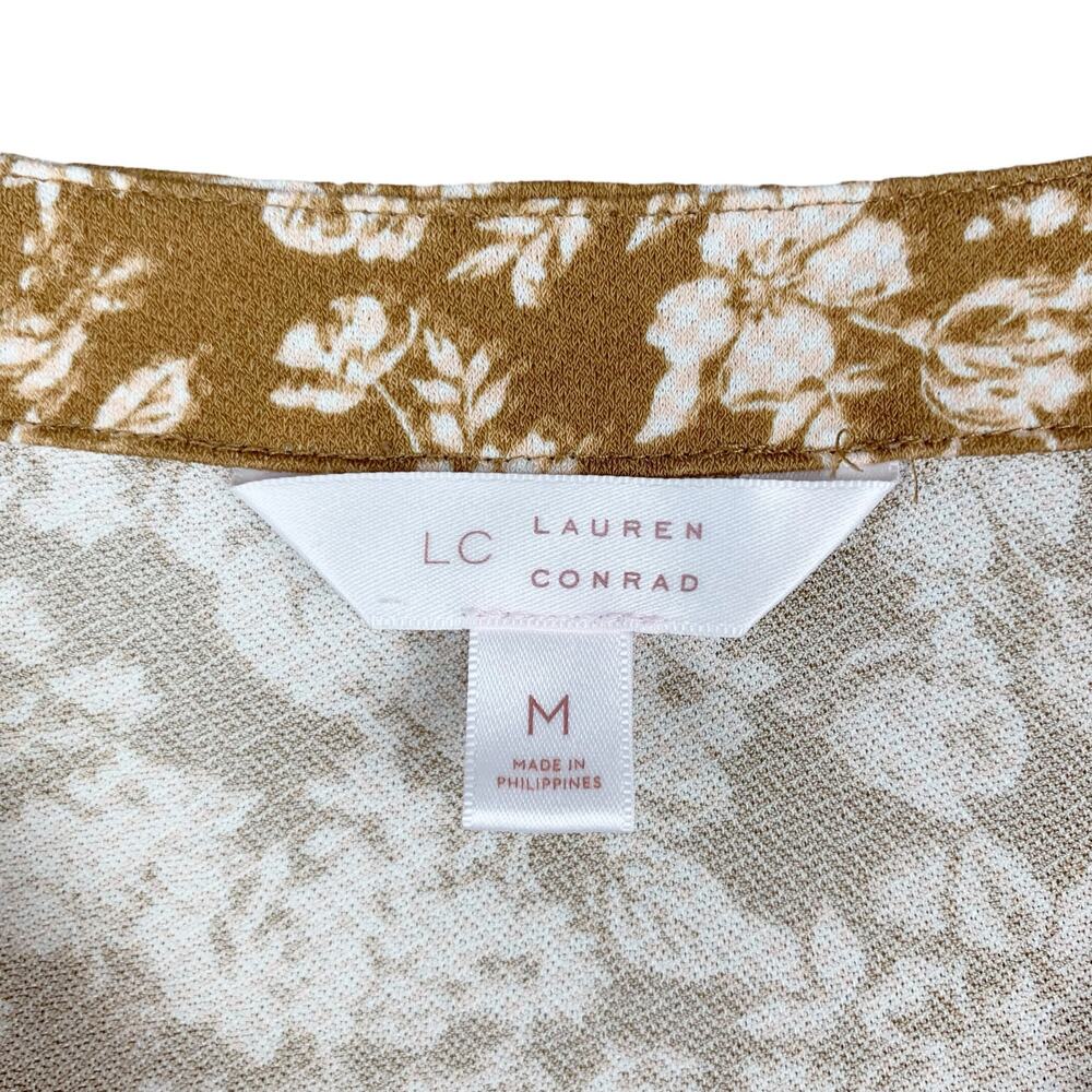 LC Lauren Conrad Mustard Floral Button-Front Dress - Picture 4 of 9
